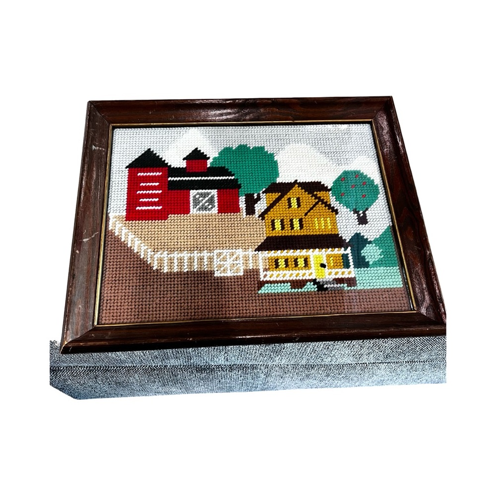 Vintage barn farmhouse canvas framed wall decor